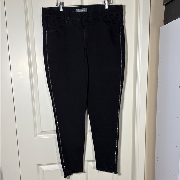 Wit & Wisdom Denim - Wit & Wisdom Black w/Sparkle Tuxedo Stripe Ankle Cropped Jeans
